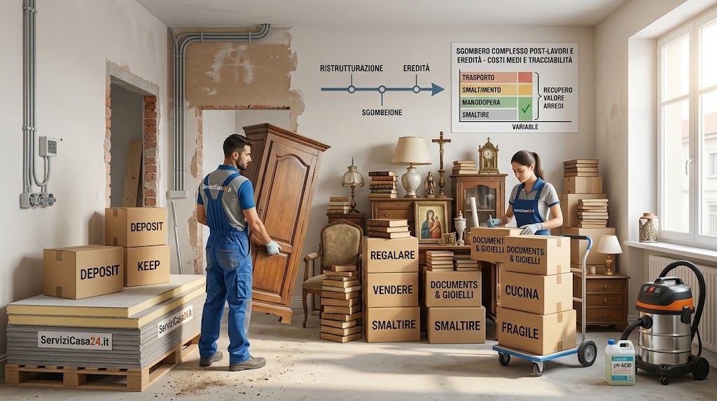 Sgombero appartamento dopo ristrutturazione o eredità: tempi, costi medi e cosa valutare